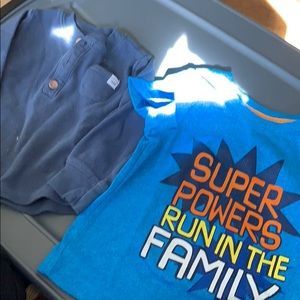 One long sleeve and one short sleeve shirt. 12 mon